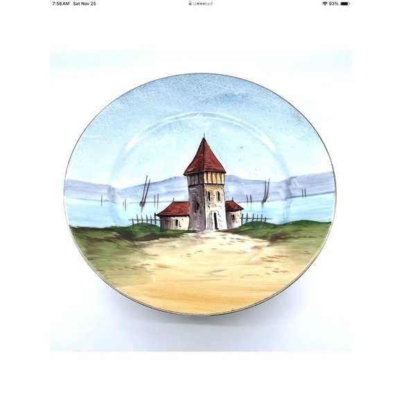 Vtg Limoges Cannes France Rare Plate Granger Porcelain Green Mark Coastal HTF - Picture 5 of 11